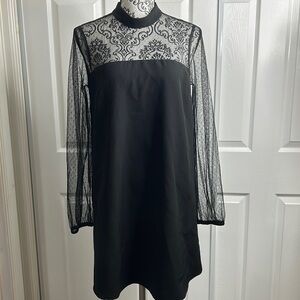 Jack BB Dakota High Neck Lace Black Dress M Long Sleeve